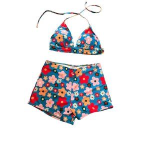 Shein Floral Bikini with Boy Shorts- Size XL